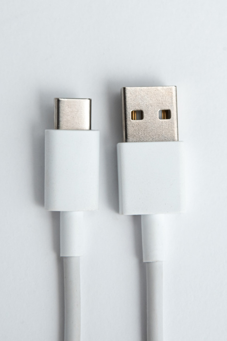 USB Cable Type C over White Isolated Background